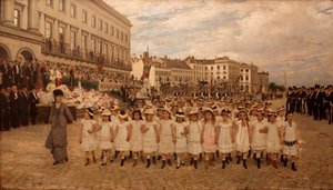 De parade van de scholen in 1878 door Jan Frans Verhas